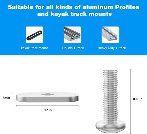 مسامير تثبيت مسار كاياك للسكك الحديدية، ومسامير مسار كاياك، وصواميل مسار كاياك، وصواميل تثبيت مسار كاياك من الفولاذ المقاوم للصدأ 304، ومسامير ملحقات تثبيت مسار كاياك - 8 عبوات in Kuwait