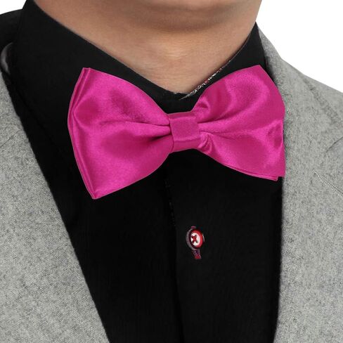 Dan Smith Man Bow Ties Silk Touch Bowtie Hankies Cuff-Links Set Clip-On Adjustable Famliy Shirt in Saudi Arabia