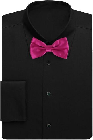 Dan Smith Man Bow Ties Silk Touch Bowtie Hankies Cuff-Links Set Clip-On Adjustable Famliy Shirt in Saudi Arabia