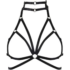 Body Harness for Women Bra Goth Stretchy Fabric Halloween Plus Size Punk Chest Strap Belt Festival Rave Lingerie cage