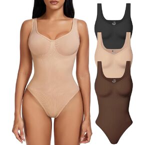 TDIFFUN Womens Shapewear Bodysuits Tummy Control Sexy Ribbed Body Shaper Adjustable Spaghetti Straps Sleeveless Tank Tops