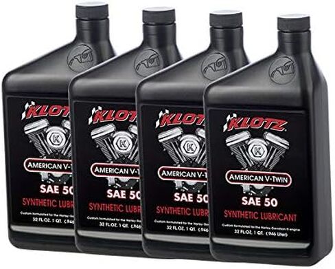 Klotz American V-Twin Synthetic Motorcycle Oil Lubricant 20W-50 for Harley-Davidson Air-Cooled Engine – Wear Protection & Antioxidant | KH-2050, 4 Quarts Value Pack in Saudi Arabia