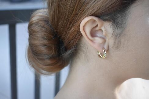 DIVA’S Hoop Style Earrings Solid Sterling Silver 14K Gold Plated in Saudi Arabia