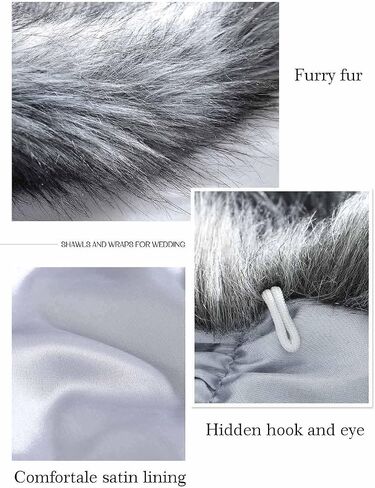 EASEDAILY Women's Fur Shawls and Wraps Wedding Fur Scarf Faux Bridal Fur Stole with Brooch for Brides and Bridesmaids in Kuwait
