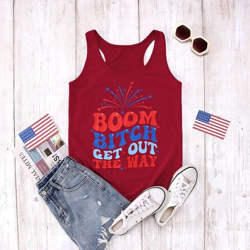 CM C&M WODRO American Racerback Tank Tops Women Funny Letter Print Patriotic Cami Shirt 4th of July Sleeveless Shirt in Saudi Arabia