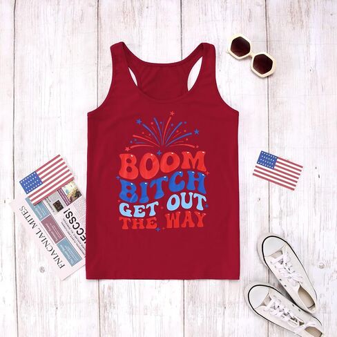 CM C&M WODRO American Racerback Tank Tops Women Funny Letter Print Patriotic Cami Shirt 4th of July Sleeveless Shirt in Saudi Arabia