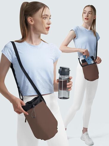 Iilyswee Water Bottle Holder with Strap, 25/32/40oz Water Bottle Carrier with Phone Pocket, Flask Sling Sleeve Drawstring Pouch, for Walking Hiking Camping Traveling School Gym Outdoor in Saudi Arabia