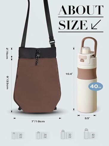 Iilyswee Water Bottle Holder with Strap, 25/32/40oz Water Bottle Carrier with Phone Pocket, Flask Sling Sleeve Drawstring Pouch, for Walking Hiking Camping Traveling School Gym Outdoor in Saudi Arabia