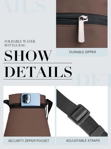 Iilyswee Water Bottle Holder with Strap, 25/32/40oz Water Bottle Carrier with Phone Pocket, Flask Sling Sleeve Drawstring Pouch, for Walking Hiking Camping Traveling School Gym Outdoor in Saudi Arabia