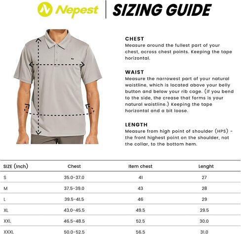 قمصان Nepest للرجال ذات تصميم جاف Tech Polo بأكمام قصيرة بياقة لرياضة الجولف والتنس والمشي لمسافات طويلة في الهواء الطلق كاجوال، بوليستر عالي الأداء in Kuwait