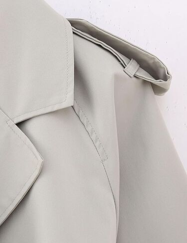 Bianstore Women's Cropped Trench Coat Fashion Long Sleeve Belted Jacket Outerwear in Kuwait