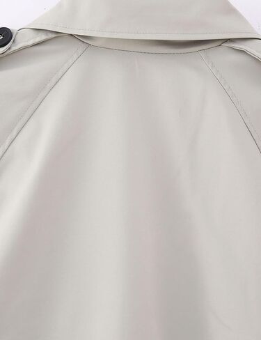 Bianstore Women's Cropped Trench Coat Fashion Long Sleeve Belted Jacket Outerwear in Kuwait