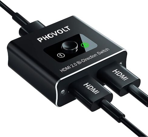HDMI Switch 4K HDMI Splitter، محول HDMI ثنائي الاتجاه من الألومنيوم PHOVOLT 2 مدخل 1 مخرج، مقسم تبديل HDMI 1 × 2/2 × 1، يدعم 4K 3D HD 1080P لأجهزة Xbox PS4 Roku HDTV in Kuwait