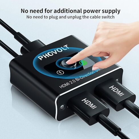 HDMI Switch 4K HDMI Splitter، محول HDMI ثنائي الاتجاه من الألومنيوم PHOVOLT 2 مدخل 1 مخرج، مقسم تبديل HDMI 1 × 2/2 × 1، يدعم 4K 3D HD 1080P لأجهزة Xbox PS4 Roku HDTV in Kuwait