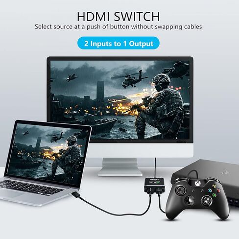 HDMI Switch 4K HDMI Splitter، محول HDMI ثنائي الاتجاه من الألومنيوم PHOVOLT 2 مدخل 1 مخرج، مقسم تبديل HDMI 1 × 2/2 × 1، يدعم 4K 3D HD 1080P لأجهزة Xbox PS4 Roku HDTV in Kuwait