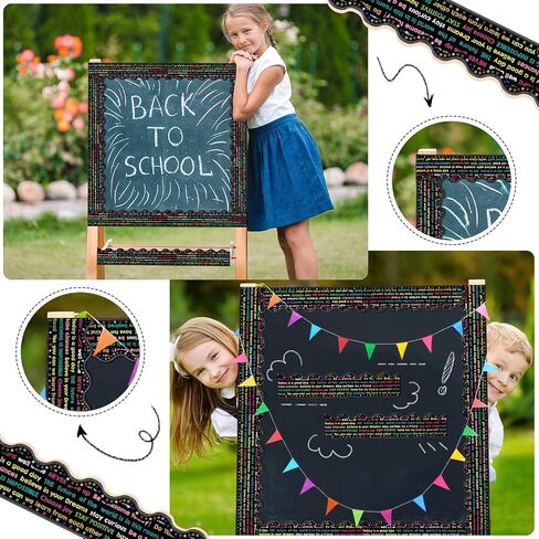 2 Rolls/ 137.8 Ft Scalloped Bulletin Board Border with Inspirational Quotes Growth Mindset Motivational Rustic Farmhouse Home Sweet Rolled Trim for Classroom Boards Wall Decor in Saudi Arabia