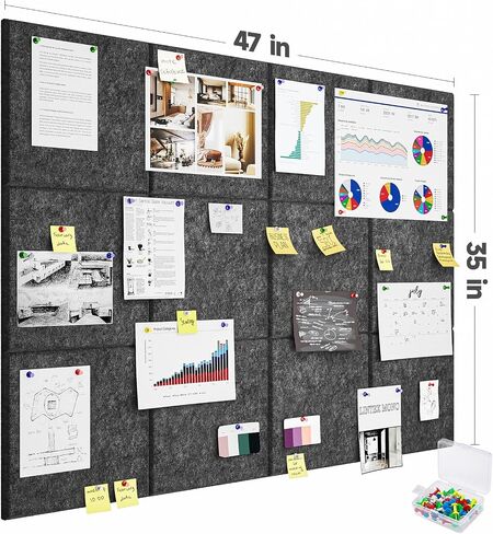 Felt Bulletin Board：47"x35" Large Cork Board Alternative - 12 Pack Pin Board with 60 Push Pins for Walls Office Home in Saudi Arabia