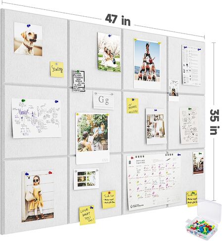 Felt Bulletin Board：47"x35" Large Cork Board Alternative - 12 Pack Pin Board with 60 Push Pins for Walls Office Home in Saudi Arabia