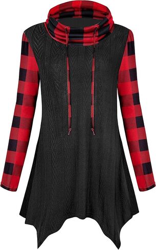 Cestyle Womens Fall Long Sleeve Cowl Neck Asymmetrical Hemline Flowy Tunic Top in Kuwait