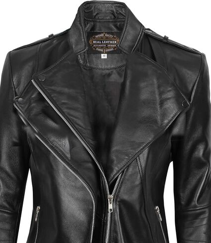 Blingsoul Womens Leather Jacket Motorcycle - Asymmetrical Leather Jackets for Women in Kuwait