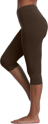 A-Wintage Women's Soft Capri Leggings Stretch Cotton Leggings Lightweight Capri Length Workout Yoga Pants - Rug & Plus in Saudi Arabia