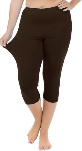 A-Wintage Women's Soft Capri Leggings Stretch Cotton Leggings Lightweight Capri Length Workout Yoga Pants - Rug & Plus in Saudi Arabia