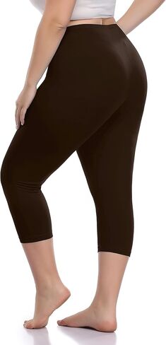 A-Wintage Women's Soft Capri Leggings Stretch Cotton Leggings Lightweight Capri Length Workout Yoga Pants - Rug & Plus in Saudi Arabia