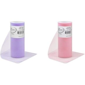 Expo International Decorative Matte Tulle, Roll/Spool of 6 Inches X 25 Yards, Polyester-Made Tulle Fabric, Matte Finish, Lightweight, Versatile, Washable, Easy-to-Use Purple