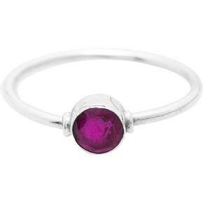 Round Created ruby 925 Sterling Silver Ring - Delicate BOHO Chic Jewelry - Fashionable and Stylish for Girls and Women with Velvet Gift Bag/Box - Made by Indian Artisans - Size 5-10