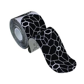 THERABAND Kinesiology Tape, Waterproof Physio Tape for Pain Relief, Muscle & Joint Support, Standard Roll with XactStretch Application Indicators, 2" X 10" Strips, 20 Precut Strips, Black/White