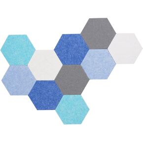 10Pcs Self Adhesive Felt Board Tiles Hexagon Bulletin Board for Walls, Felt Cork Pin Board for Pictures Photos Memos with Push Pins (Color A)