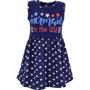 Unique Baby Girls Mermaid in The USA Sleeveless 4th of July Dress