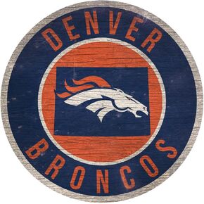 Fan Creations Denver Broncos Wood Sign 12 Inch Round State Design