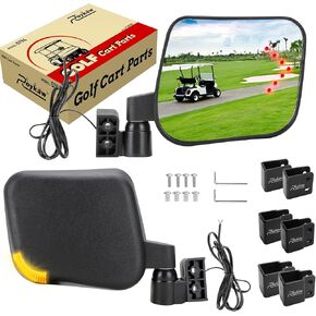 Roykaw Golf Cart No Drilling Folding Side Rear view Mirror Compatible with LED Turn Signal Light,Universal for EZGO Club Car Yamaha Golf Cart, 3 Pieces No Drill Bracket
