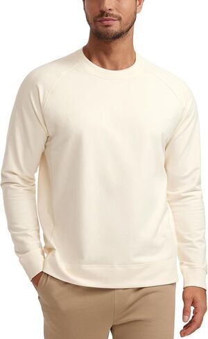 CRZ YOGA Mens Crewneck Sweatshirts French Terry Athletic Workout Sweat Shirts Casual Pullover Tops with Zipper Pocket in Kuwait