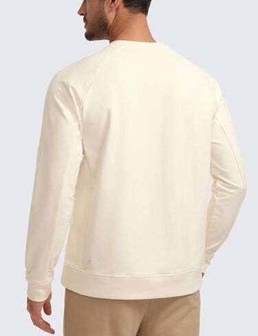 CRZ YOGA Mens Crewneck Sweatshirts French Terry Athletic Workout Sweat Shirts Casual Pullover Tops with Zipper Pocket in Kuwait