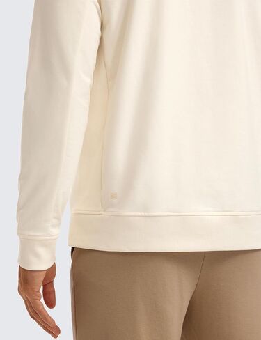 CRZ YOGA Mens Crewneck Sweatshirts French Terry Athletic Workout Sweat Shirts Casual Pullover Tops with Zipper Pocket in Kuwait