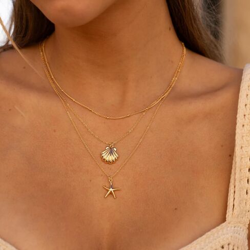 قلادة Ava Riley ذات طبقات من قلادة Dainty Disc Chokers قلادة مطلية بالذهب الحقيقي عيار 14 قيراط مجوهرات للنساء... in Kuwait