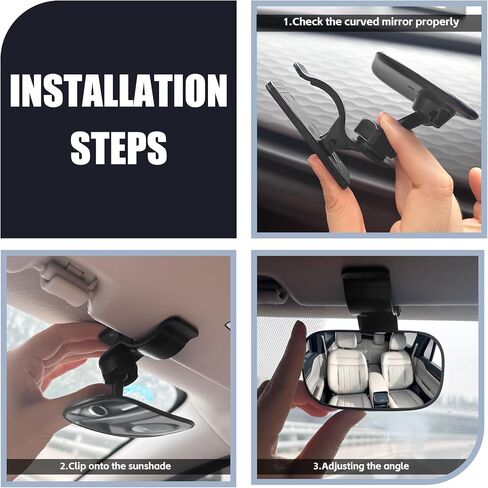 Car Interior Rearview Mirror, Wide-Angle Convex Clip-on Mirror, 360 ° Free Rotation of The Rear-View Reflective Mirror, Suitable for Observing Children in the Rear in Saudi Arabia