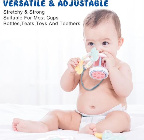 Toy Straps for Baby 4pcs, Silicone Pacifier Clips,Toddler Toy Bottle Harness Straps for Strollers, High Chair, Cribs, Bags, BPA Free, Multi Color in Saudi Arabia