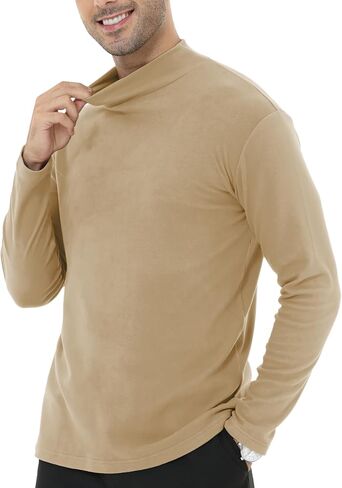 Men's Casual Slim Fit Half Turtleneck Shirts Basic Long Sleeve Undershirt Top Knitted Pullover in Saudi Arabia