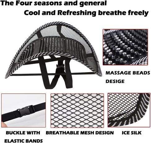 دعم قطني كبير النمل، دعم ظهر السيارة مع خرز تدليك مريح مصمم للراحة وتخفيف آلام أسفل الظهر - دعم قطني لمقعد السيارة للسائق، كرسي المكتب، الكرسي المتحرك، المنزل in Kuwait