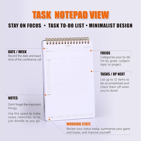 Focused To Do List Notebook For Work With 54 Sheets-A5 Daily Task Notepad is Perfect Productivity Planner Tool For Busy Lives With Big Lists-Task Checklist Organizer Agenda Pad-Goal Setting Journal in Saudi Arabia