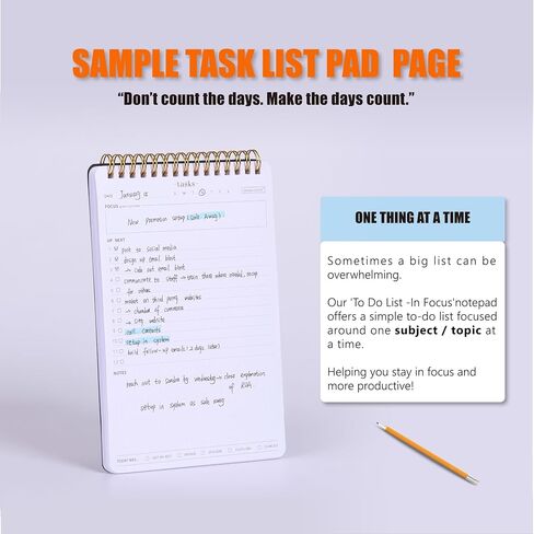 Focused To Do List Notebook For Work With 54 Sheets-A5 Daily Task Notepad is Perfect Productivity Planner Tool For Busy Lives With Big Lists-Task Checklist Organizer Agenda Pad-Goal Setting Journal in Saudi Arabia