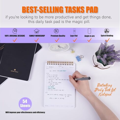 Focused To Do List Notebook For Work With 54 Sheets-A5 Daily Task Notepad is Perfect Productivity Planner Tool For Busy Lives With Big Lists-Task Checklist Organizer Agenda Pad-Goal Setting Journal in Saudi Arabia