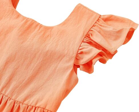 Dutebare Toddler Girls Swing Dress Linen Backless Tie Back Ruffle Hem Kid Casual Beach Dresses in Saudi Arabia