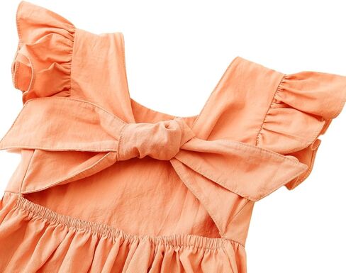 Dutebare Toddler Girls Swing Dress Linen Backless Tie Back Ruffle Hem Kid Casual Beach Dresses in Saudi Arabia
