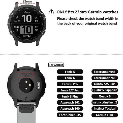 Meliya Compatible with Fenix 6 Watch Band, Soft Silicone Sport Replacement Strap for Fenix 6/Fenix 6 Pro/Fenix 5/Fenix 5 Plus/Forerunner 935/Forerunner 945/Approach S60/Quatix 5 Smart Watch in Saudi Arabia