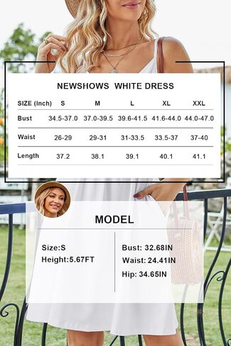 Newshows Women's Summer Dress Floral Spaghetti Strap Sleeveless V-Neck Casual Swing Sundress with Pockets in Saudi Arabia