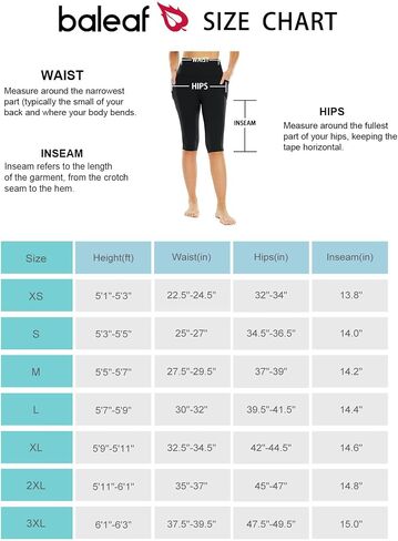 BALEAF Women's Sweatleaf Knee Length Capri Leggings Yoga Workout Exercise Pants for Casual Summer with Pockets in Saudi Arabia